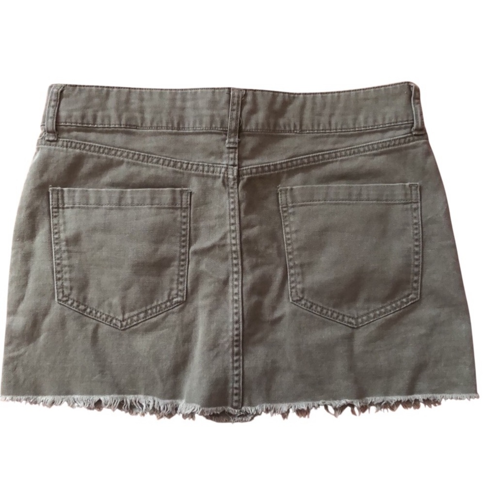 Aeropostale Army Green button up mini jean skirt w/front & back pockets Size 6 - Picture 3 of 8